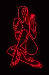 "Figure Drawing in Neon (Thea, Red)" (2014) by Ryan McGinness