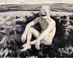 "The Grassland Series Screenprint 1 (Sitting Man Laughing)" by Yue Minjun