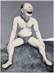 "The Grassland Series Screenprint 4 (Man Sitting on Mound)" (2008) by Yue Minjun