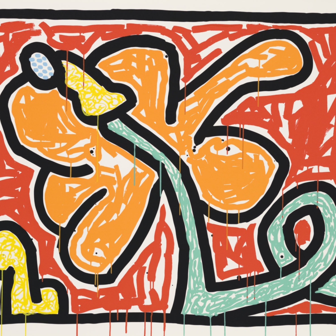 “Flowers” (1990) by Keith Haring, one from a set of five silkscreens
