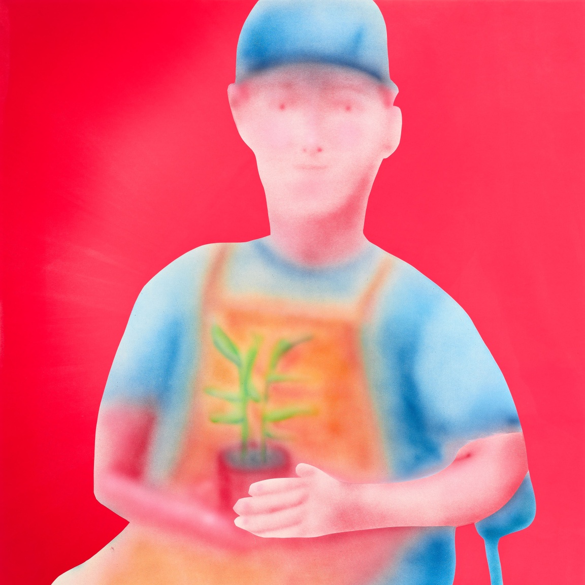 Detail of "Justin with Plant" (2023) by Austin Lee