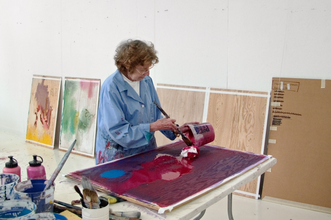 Helen Frankenthaler Painting "Japanese Maple" in her studio, 2004