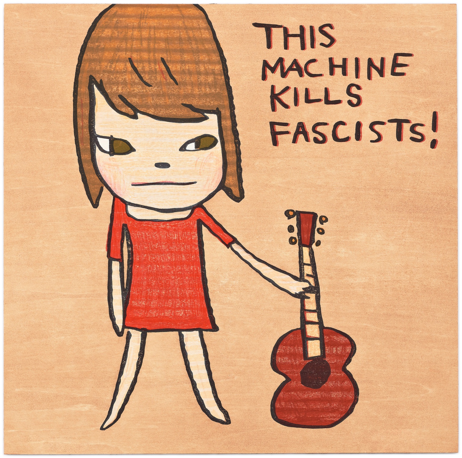 "This Machine Kills Fascists!" (2022) by Yoshitomo Nara 