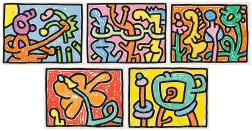 “Flowers” (1990) by Keith Haring, set of five silkscreens
