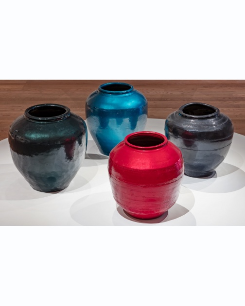 "Han Dynasty Vases with Auto Paint" (2015) by Ai Weiwei