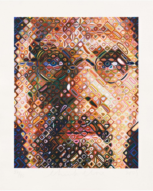 "Self-Portrait Woodcut" (2009) by Chuck Close