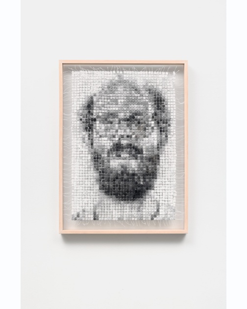 "Self-Portrait/String" (1983) by Chuck Close