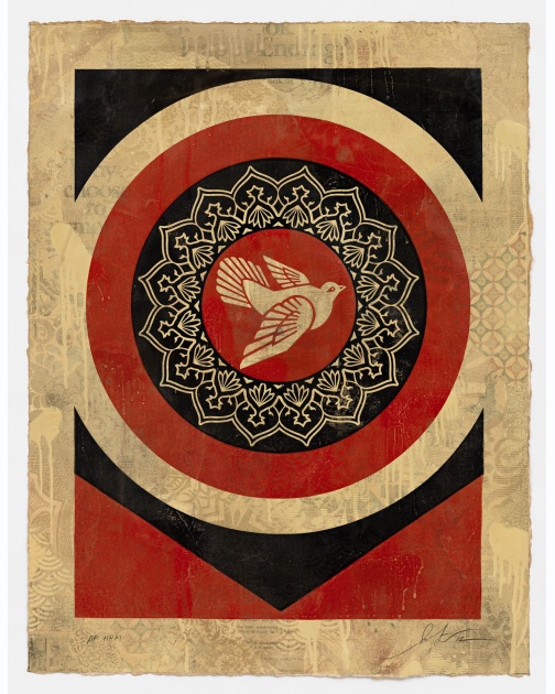 "Dove Target Red, HPM" (2012) by Shepard Fairey