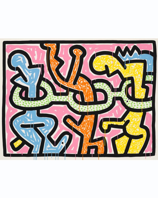 “Flowers” (1990) by Keith Haring, one from a set of five silkscreens