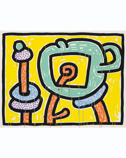 “Flowers” (1990) by Keith Haring, one from a set of five silkscreens