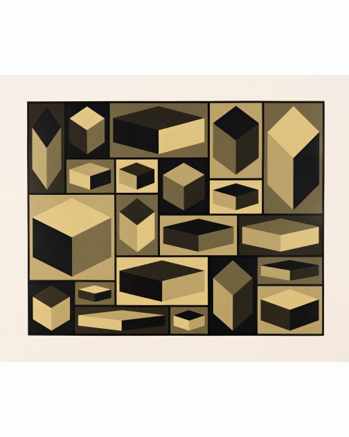 "Distorted Cubes (A)" (2001) by Sol LeWitt