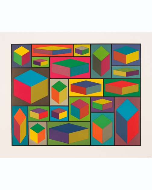 "Distorted Cubes (C)" (2001) by Sol LeWitt