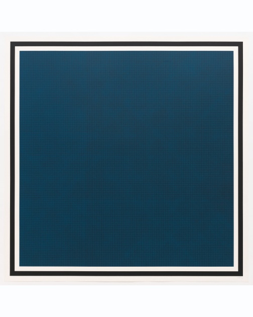 "Colors with Lines in Four Directions, Within a Black Border (Blue)" (1990) by Sol LeWitt