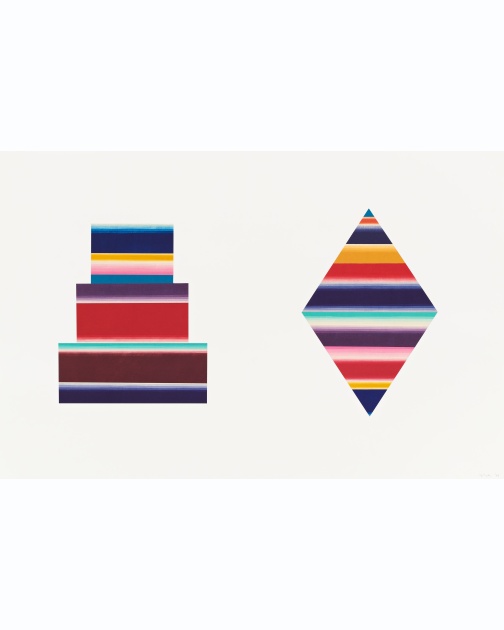 "Multi Colored Striped in Shapes IV" (2023) by Yasu Shibata