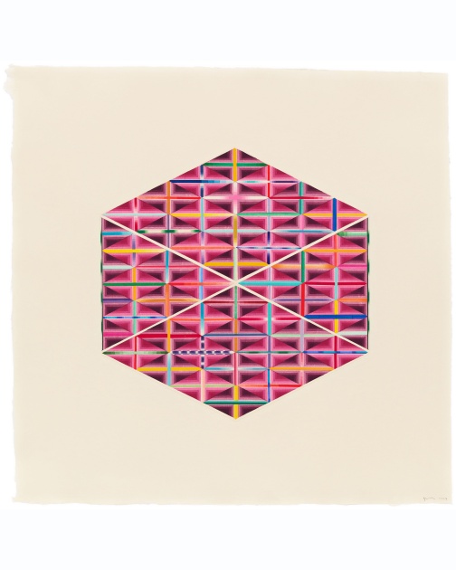"Diamond grids in a Hexagon shape" (2024) by Yasuyuki Shibata