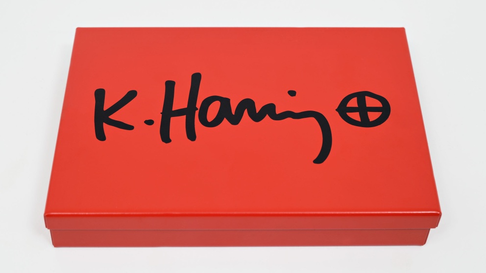 "Untitled (baby pin)" (1989) by Keith Haring