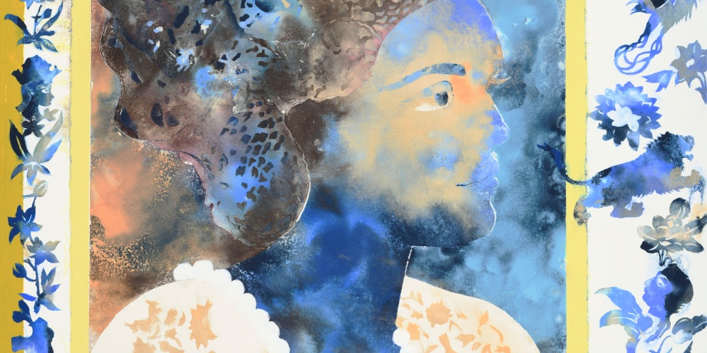 Detail of "Liquid Light" (2025) by Shahzia Sikander