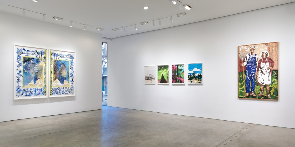 Installation view: Winter Selections (Shahzia Sikander, Jonas Wood, Chase Hall)