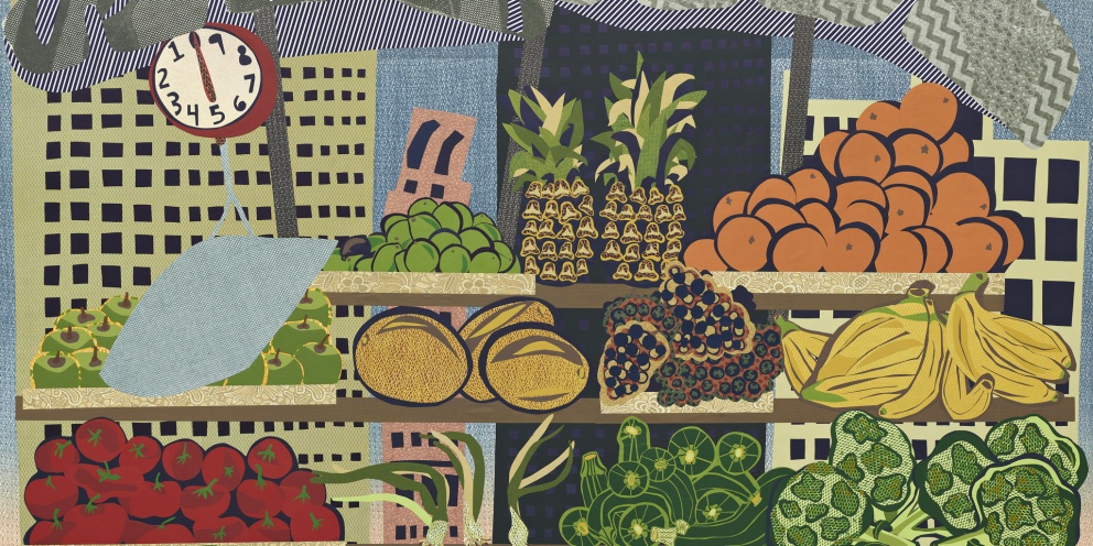 Detail of "Fruitstand" (2022) by Blair Saxon-Hill