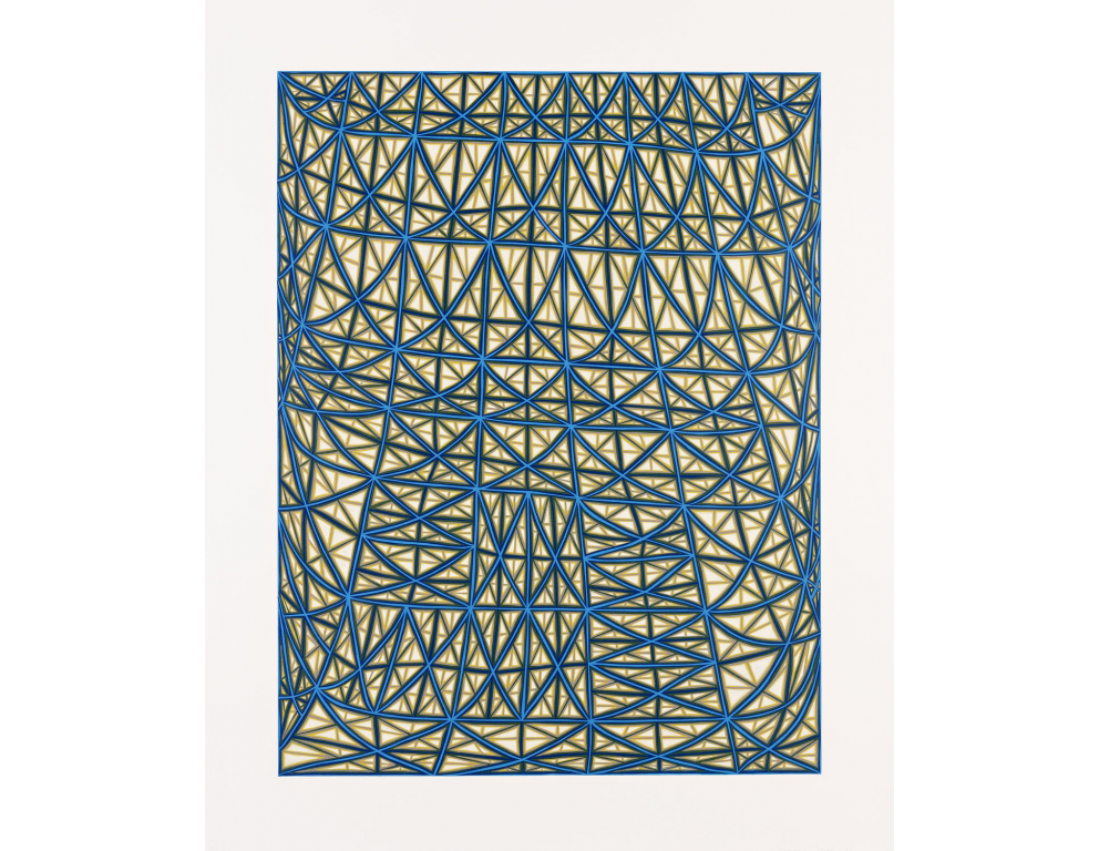 Example of linocut: James Siena "Sagging Grid"